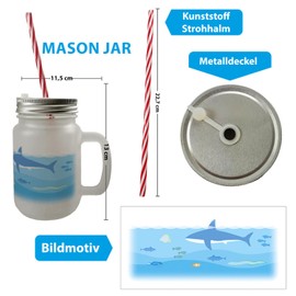 Underwater Mason Jar with Handle Drinking Glass with Lid with Shark and Fish a Colourful Glass for Your Favourite Drink Motif Fish Waves Creative Women Birthday Sea Clown Fish Anemone Fish Kitchens