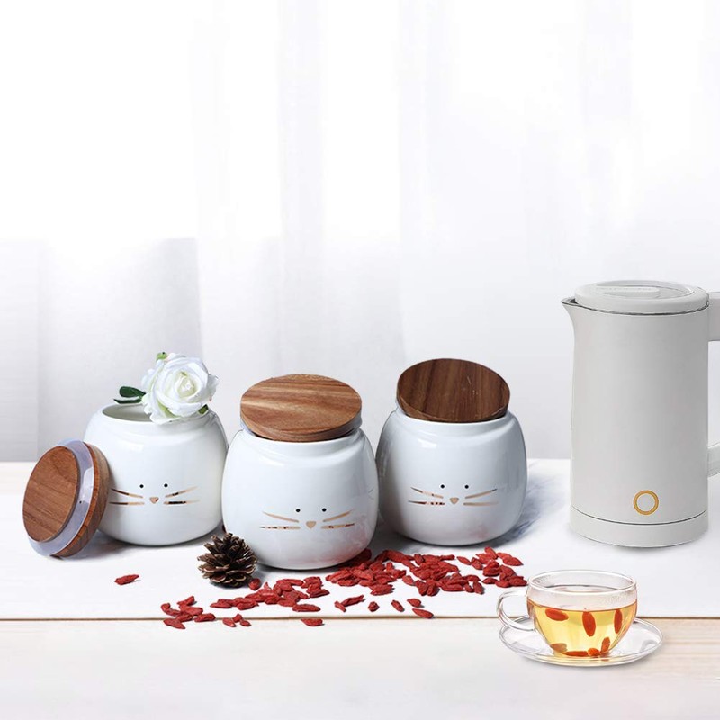 Koolkatkoo Ceramic Cat Canister Set Coffee Tea Sugar Food Storage