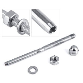 Stud End Fitting Cooyeah 12 Pack 3/16" Threaded Terminal Stud Right Hand Swage for 3/16" Cable Deck Railing End Fitting Cable Railing Swage Threaded Stud Tension End Fitting Terminal