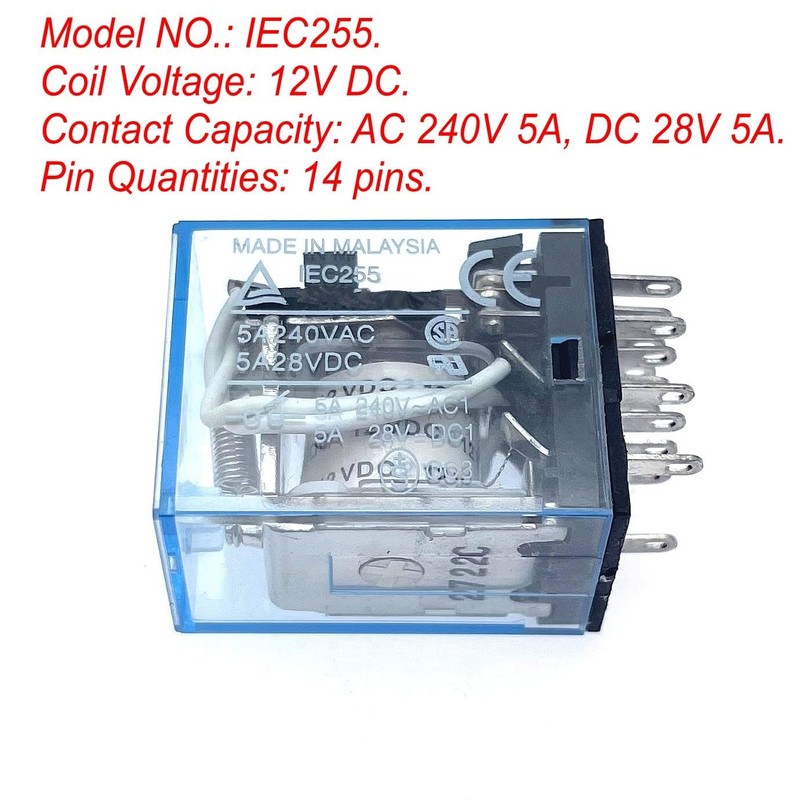 JZK MY4J DC 12V Coil DPDT 14 PIN Electromagnetic Power