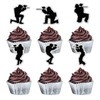 MEFENG 18Pcs Paintball Cupcake Toppers - Glitter Video Game Theme