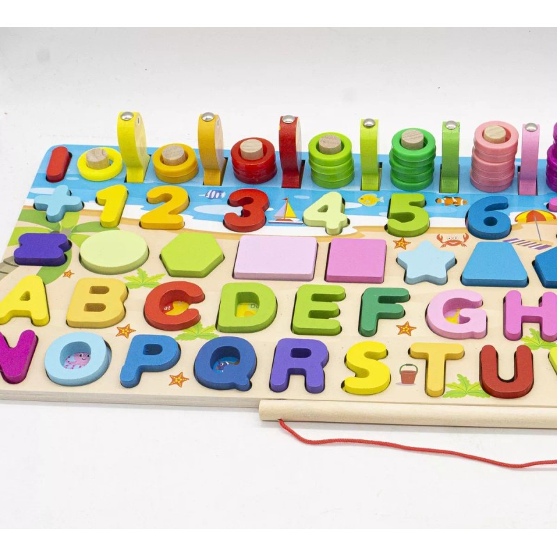 FABRICA DEL JUEGO Tablero De Madera Educativo 6 En 1