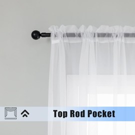 WPM White Sheer Curtains 58" Wide x 84" Long 2 Panels Livingroom Window Treatment Rod Pocket Sheer Voile for Bedroom, Kitchen, Childrens Room Fully Stitched and Hemmed