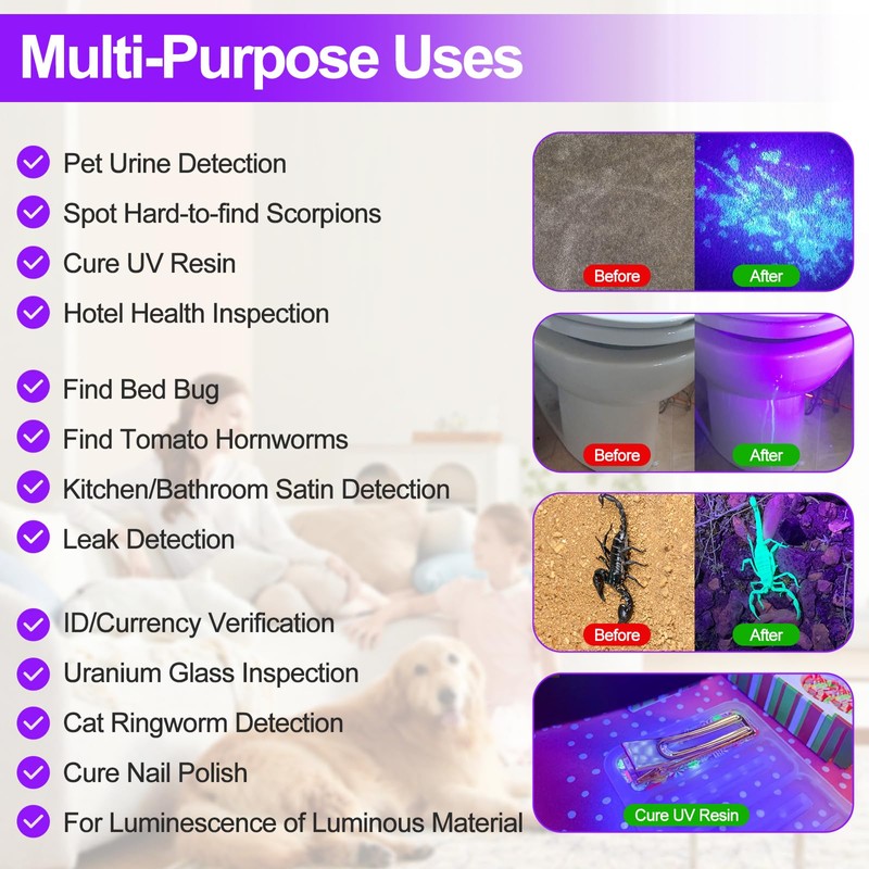 Black Light UV Light Flashlight, 21 LED 395nm Ultraviolet Blacklight