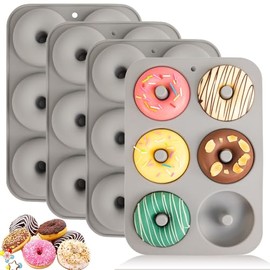 Aichoof Silicone Donut Mold for 6 Doughnuts, Set of 4. Food Grade LFGB Silicone Bagels Baking Pan, Non-Stick, Dishwasher Safe, Heat Resistant and Microwave Safe-Blue