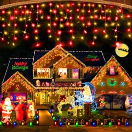 Hezbjiti Christmas Lights Outdoor Decorations, 400LED 33FT LED Christmas Lights 8 Modes 75 Drops Fairy String Lights for Christmas Decor Eaves Party Yard Garden