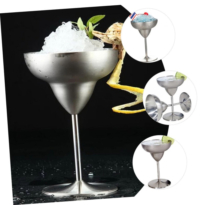 GRIRIW Stainless Steel Wine Goblet Metal Cocktail Cup for Parties