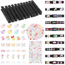 100Pcs Cheer Pins Spirit Clips Clothes Pins Wooden Cheer Pins for Backpacks Cheer Clothes Pins Decorations Ribbon Team Classroom Cheer Gifts Bulk（Black）