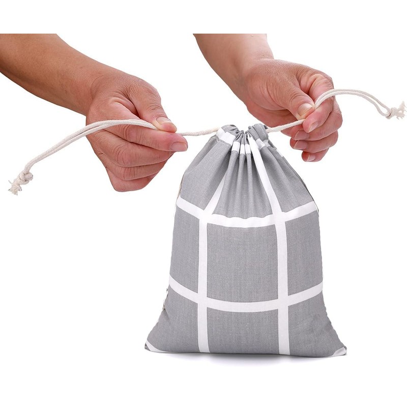 Amoyie Drawstring Organiser Bag Set 3 pcs, Canvas Fabric Pouch