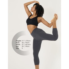 LAPASA Women's Capri 3/4 Sports Leggings High Waist Push Up High Waist Pockets L02A/B1, Inner waistband pocket: mottled grey, xl