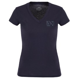 A | X ARMANI EXCHANGE Women's Essential V-Neck Cotton Jersey Logo T-Shirt, Blueberry Jelly