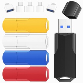 Unidad flash USB 16GB 3.0 5 piezas, Wooolken Unidad flash USB 3.0 de alta velocidad 16 GB con adaptador USB-C y tapa y cordón con pantalla LED (16GB 5 piezas)
