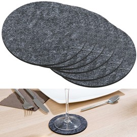 Rosenstein & Söhne Felt Pads: Set of 6 Washable Universal Felt Coasters, Dark Grey, Diameter 10 cm (Round Felt Coasters, Coasters for Bottles, Dishes)