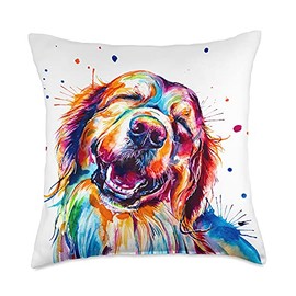 Smiling Golden Retriever Throw Pillow