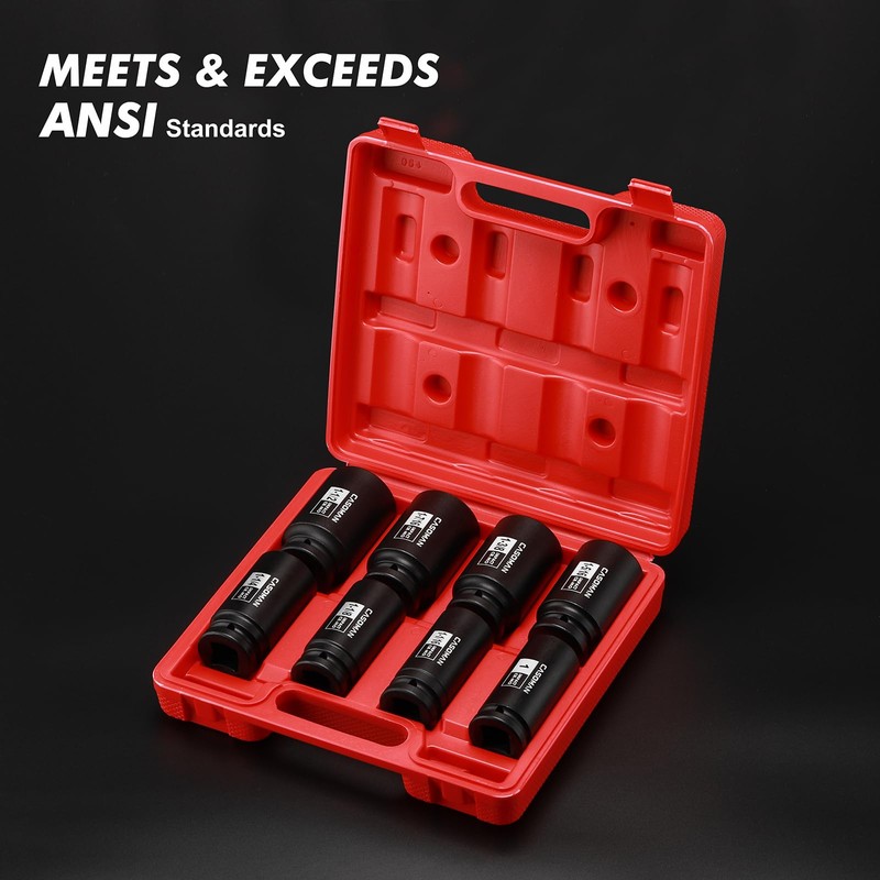 CASOMAN 3/4" Drive Deep Impact Socket Set, 8 Piece Set,
