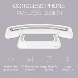 ALCATEL ePure Iconic - Cordless Phone DECT - Classic Design - Large Highly Legible GraphicDisplay - Handsfree - Call Barring - White