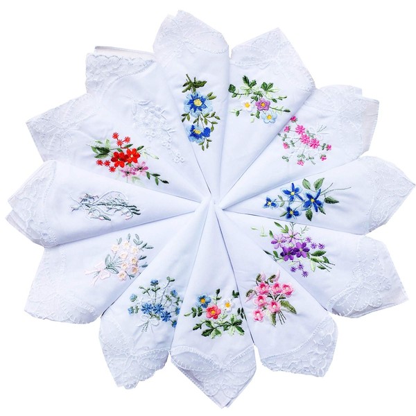 La closure Cotton Embroidered Ladies Lace Handkerchiefs 24 Pieces