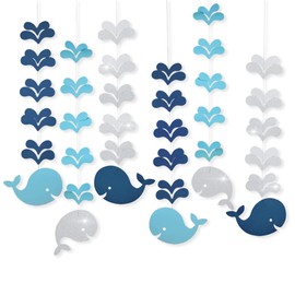 Lacheln Whale Decor Hanging Garland Beluga Whale Wall Art Ahoy Its a Boy Under The Sea Theme Birthday Party Decorations Nursery Kids Bedroom Decor