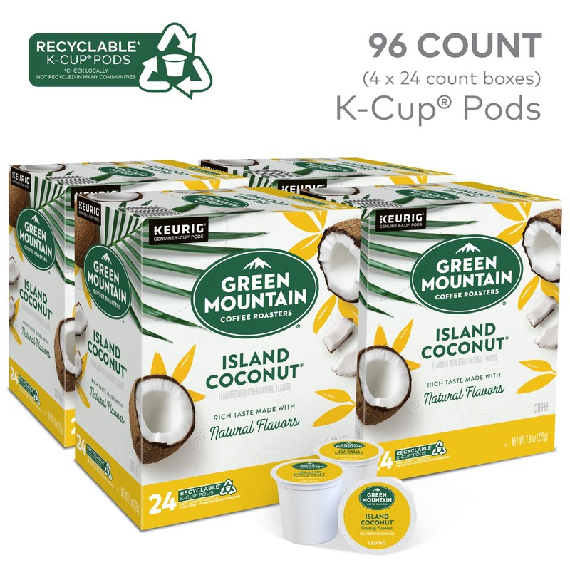 Green Mountain Coffee Roasters Island Coconut Keurig Single-Serve K-Cup Pods,