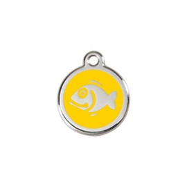 Cat Tag Stainless Steel Enamelled 'Fish' Yellow with Engraving