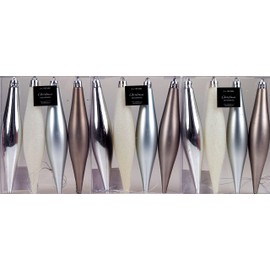 BWG Christmas Droplet Baubles Tree Decorations - Silver Taupe White (Set of 12)