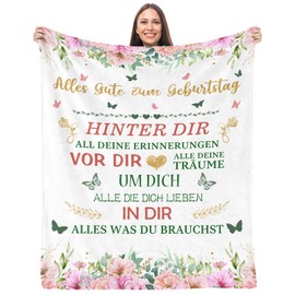 CAPRIFIC Geburtstagsgeschenk für Frauen，Geschenk Freundin Geburtstag，Frauen Geschenke Zum Geburtstag，Geschenke für Frauen，Kollegin, Schwester，Alles Gute Zum Geburtstag Decke 60x50''