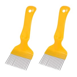 WANGCL Set of 2 Stainless Steel Beekeepers Accessories Tool Bee Fork with Beehive Scraper - 21 Pins Straight Fork