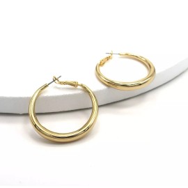 Hip hop stylist Women's high Fashion Classic Hoop Earrings 14K Gold Filled Brass 40mm / 1.5 inch
