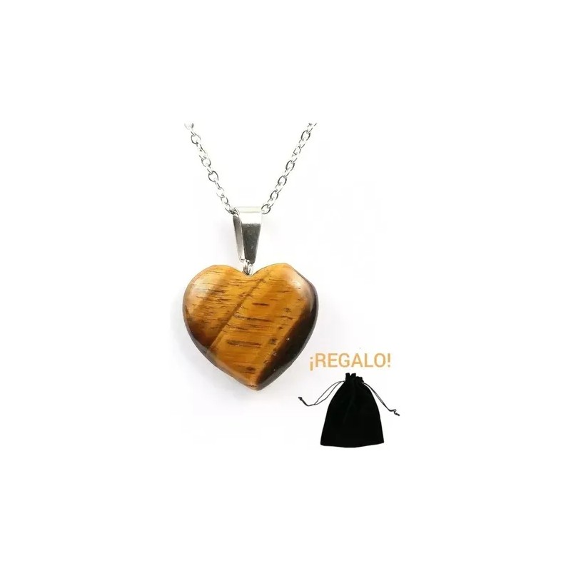 Collar Corazón Cuarzo Rosa Obsidiana Amatista Cadena Acero Ojo De