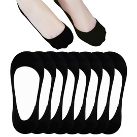 Ocvdar Ultra Low Cut No Show Liner Socks Women Cotton Non Slip Footies Hidden Invisible for Flats Lofers 4/6 Pairs (US, Numeric, 5, 8, Regular, Regular, 4 Pairs Black)
