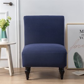 Highdi Armchair Cover Without Armrest, Accent Chair Covers Without Armrests, Jacquard Suede Removable Washable Armchair Throws, Stretch Armchair Protector for Hotel, Cafe, Living Room (Navy Blue)