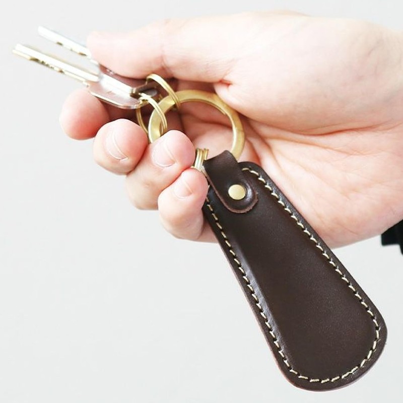 Polcolosso Shoehorn Key Ring, Original Tochigi Leather, Made in Japan,