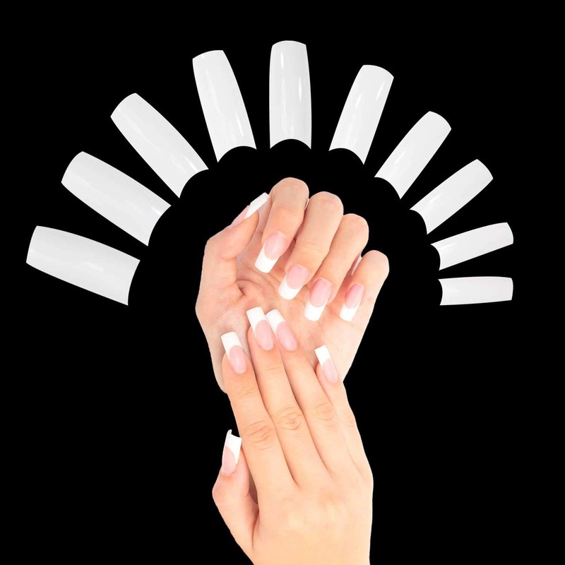 TRIXES 500 White French False Acrylic Nail Art Tips Gel