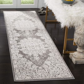 Safavieh Reflection Collection RFT664B Vintage Distressed Runner, 2'3" x 6' , Dark Grey / Cream