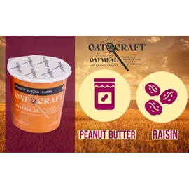 Oatcraft Premium Handcrafted Instant Oatmeal with Toasted Granola Clusters Variety Pack Cups (12 pack, Peanut Butter Raisin)