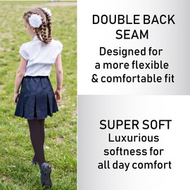 The Essentials Wardrobe Girls Tights School Uniform Pack of 4 Breathable Cotton Rich Elasticated Waist Soft Durable Schoolwear Girls Tights Sizes 2-12 Yrs