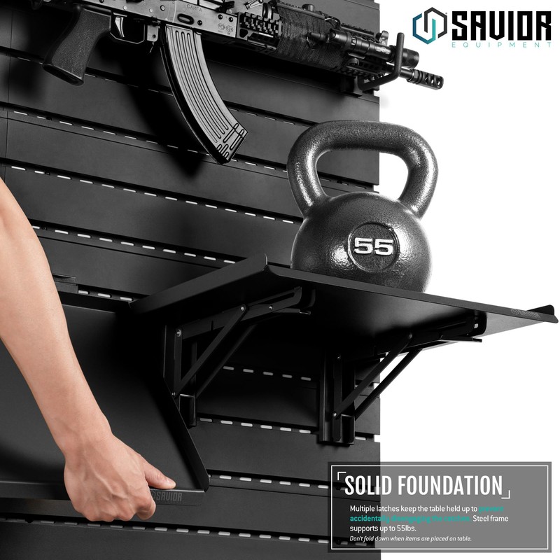 Savior Equipment Wall Rack System Heavy-Duty Steel Folding Table Workbench