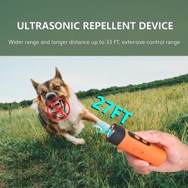 HikariBiz Ultrasonic Dog Bark Deterrent Device Stops Bad Behavior, Anti Barking, Barking Silencer, Up to 27ft, Long-Range Indoor Outdoor, Alternative to Dog Shock Collar, Painless