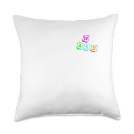 WASD gaming keyboard design for gamers Throw Pillow