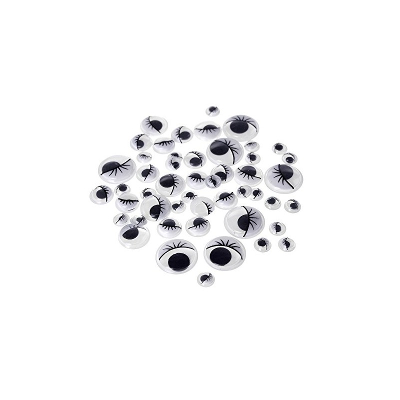 Homeford Assorted Small Googly Eyes Lashes Self Adhesive Sticker, Black,