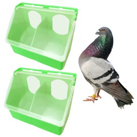 Pigeon Feeder Water 2 Pack Quail Bird Chicken Feeder Water Dispenser Drinkers with 2 Hole Pet Bowls & Feeders Eat Food (Two Hole (Green))