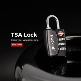 pack all TSA Approved Luggage Lock, Inspection Indicator, Alloy Body, 3 Digit Combination Padlocks, Travel Lock for Suitcases & Bag, Travel Accessories (4 pack)