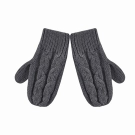 Snugtime Cotton Cable Knitted Mitten, Charcoal, Small