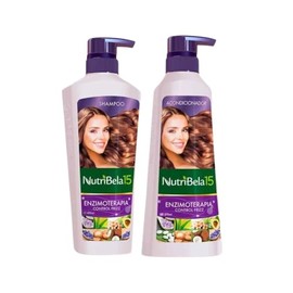 Nutribela 10 Enzimoterapia (2 Pack) Nutribela Shampoo Enzimoterapia 400mL + Nutribela Acondicionador 400mL, nutribela 15 Shampoo y acondicionador