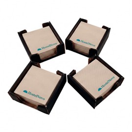 Confezione da 100 tovaglioli di carta 100% riciclabili e biodegradabili + 4 portatovaglioli in cartone riciclato, colore nero, ideali per cocktail, 10 x 10 cm, piegati Hostelnovo