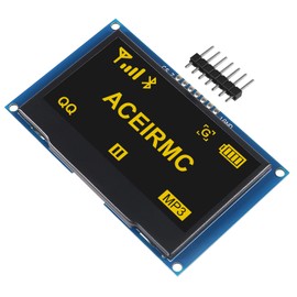 ACEIRMC 2.4" 128x64 OLED LCD Display Module SSD1309 7 Pin SPI/IIC I2C Serial Interface for Arduino UNO R3 (Yellow)