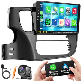 4G+64G Car Radio for Mitsubishi Outlander 2012-2018 Head Unit with Wireless Carpaly & Android Auto,10 Inch IPS HD Touch Screen Car Stereo Support GPS/Bluetooth 5.2/FM/Backup Camera/WiFi/SWC
