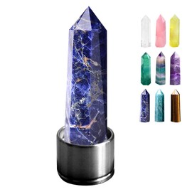 HINATAA 8-9 cm Healing Crystal Stones, Gemstone Healing Stones, Polished Quartz Crystal Stones, Natural Fluorite, Hexagon Crystal Rods for Reiki Chakra Meditation Therapy Decoration (Blue Veined