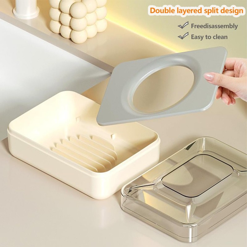 Sbomi Double Layer Removable Soap Dish, Soap Dish with Drain