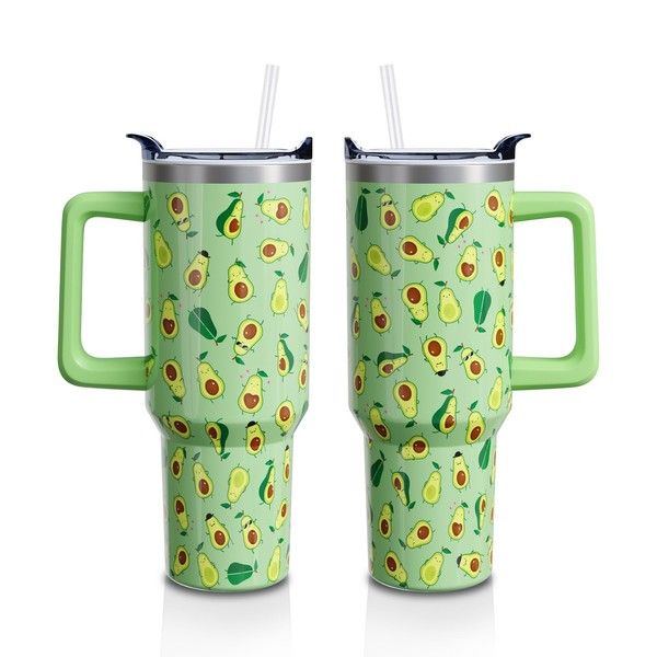 Avocado Gifts 40 Oz Tumbler with Handle and Lid Straw,